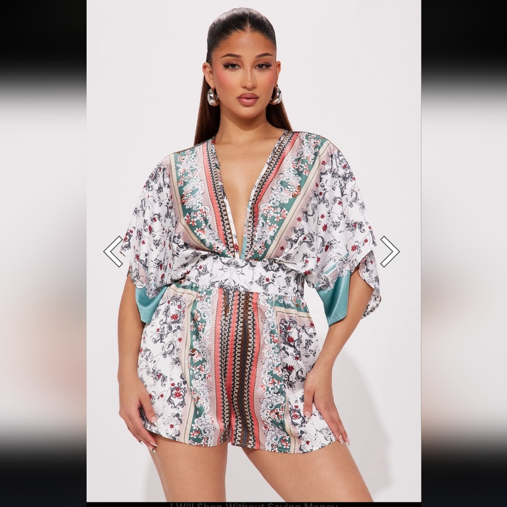Fashion Nova Take A Chance Satin Romper NWT Size Small